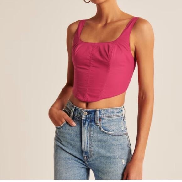 Abercrombie Pink Corset Crop Top - Picture 5 of 7